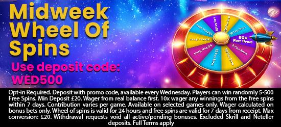 Midweek wheel of prizes